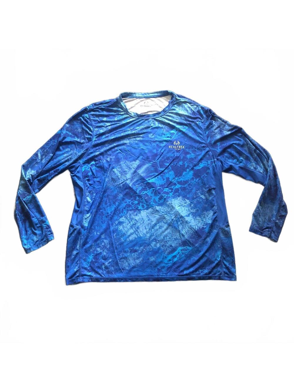 Realtree Fishing XXL Blue Camo Long Sleeve Performance Shirt XXL